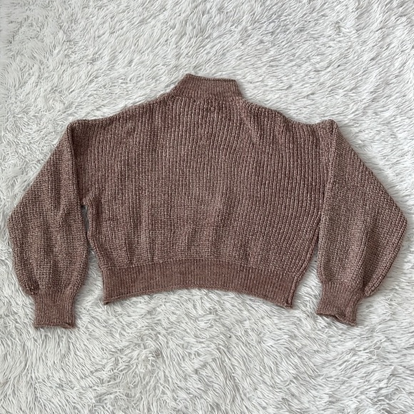 New LULUS Women’s Up the Comfort Taupe Chenille Knit Mock Neck Sweater Small - Picture 11 of 12